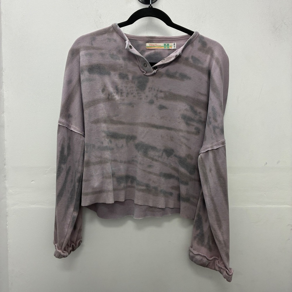 Vintage Havana Henley Thermal Women Size XL Lavender Tie Dye Indie Sleeze Boho